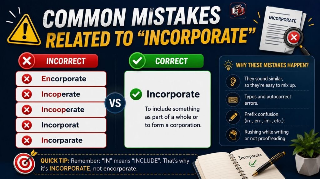 Common Mistakes Related to “Incorporate”