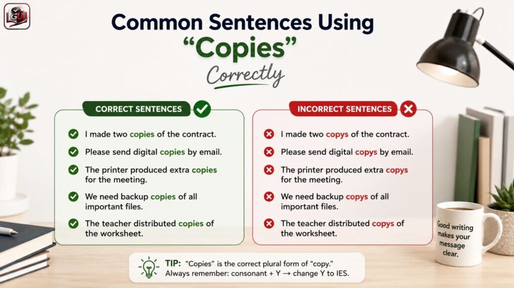Common Sentences Using “Copies” Correctly