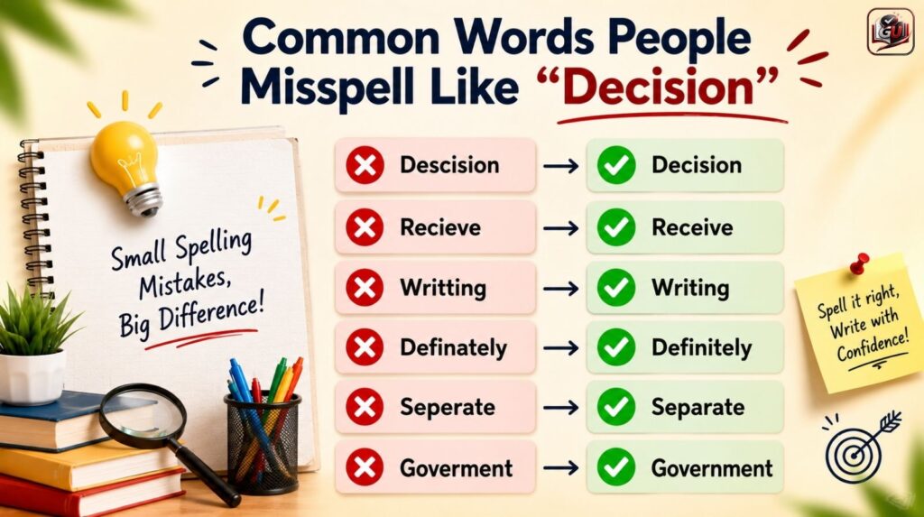 Common Words People Misspell Like “Decision”
