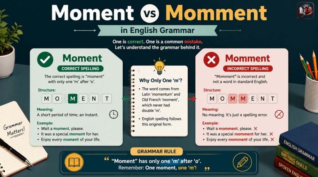 Moment vs Momment in English Grammar