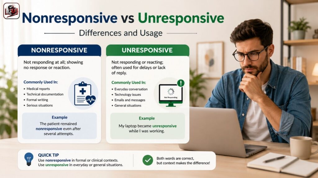Nonresponsive vs Unresponsive: Differences, Meaning & Proper Usage
