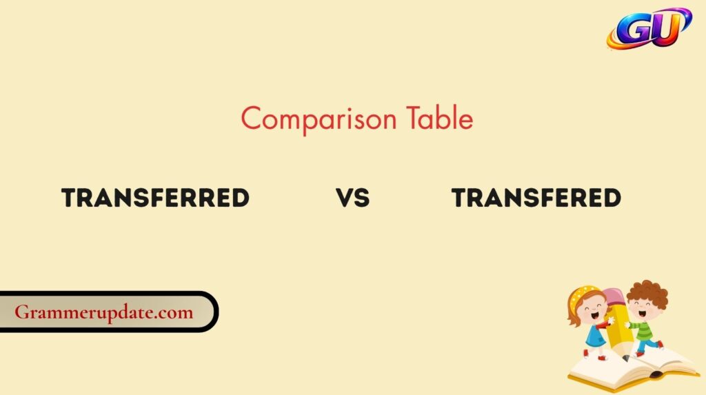 Transferred vs Transfered Comparison Table