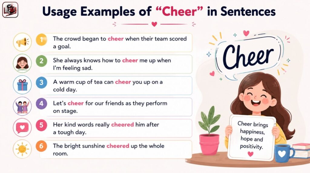 Usage Examples of “Cheer” in Sentences