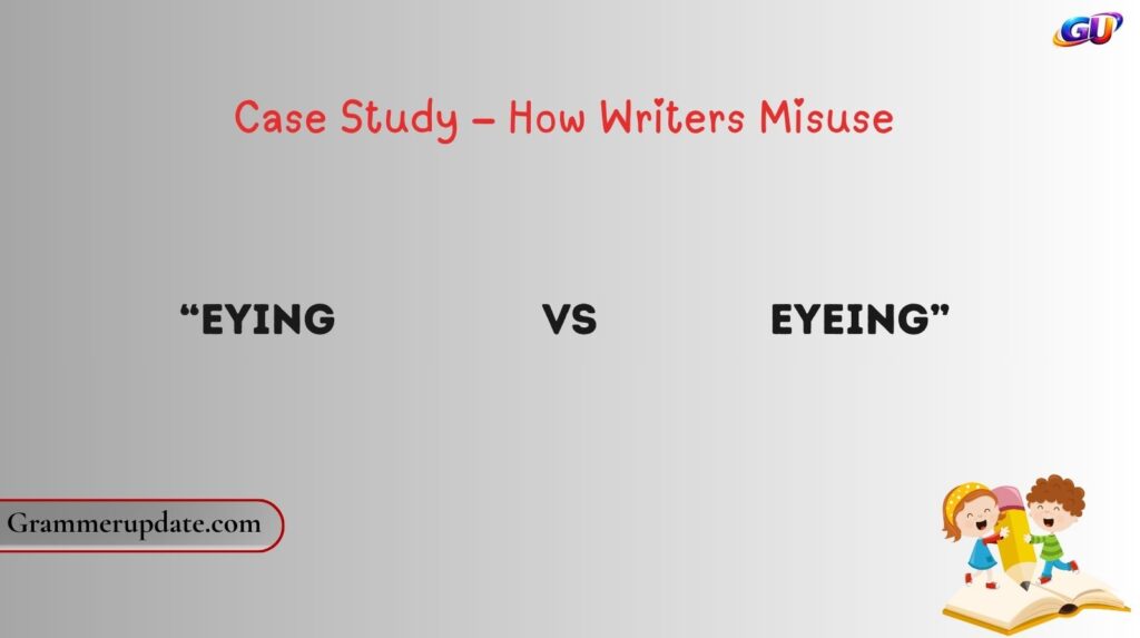 Case Study – How Writers Misuse “Eying vs Eyeing”