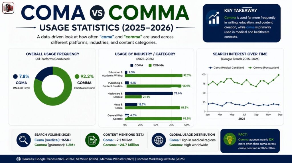 Coma vs Comma Usage Statistics (2025–2026)