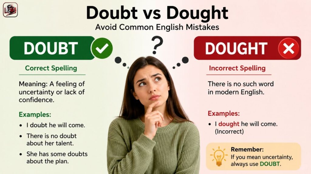 Doubt vs Dought: Avoid Common English Mistakes And Learn The Correct Spelling
