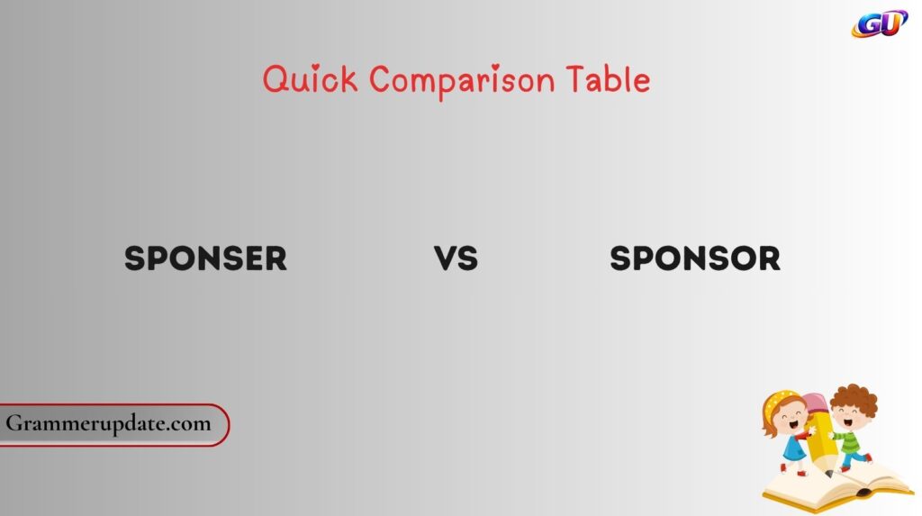 Quick Comparison Table – Sponser vs Sponsor