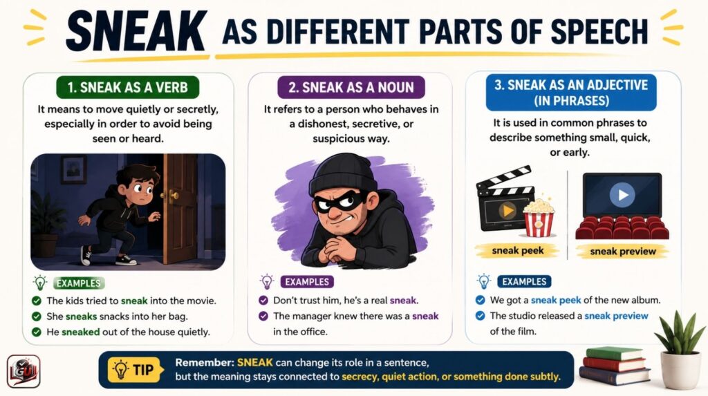 Sneak as Different Parts of Speech