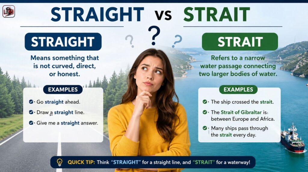 Straight vs Strait Difference: Which Is Correct And How To Use Them?