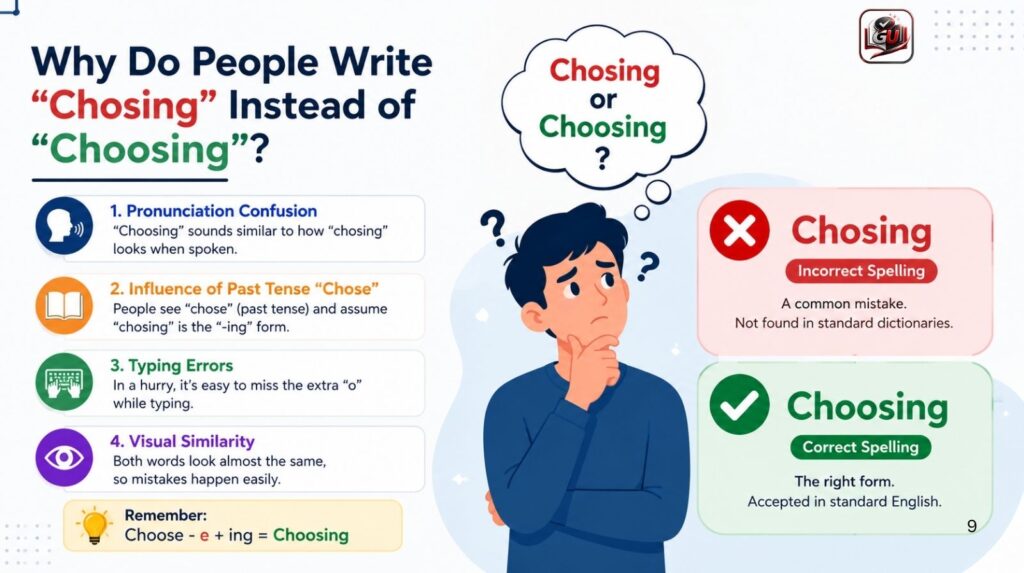 Why Do People Write “Chosing” Instead of “Choosing”?