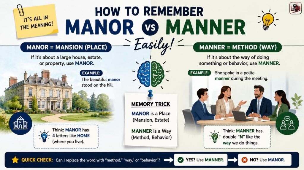 How to Remember Manor vs Manner Easily