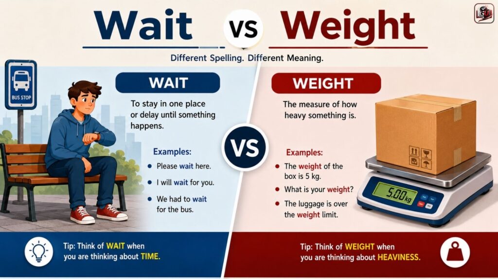 Wait vs Weight: Difference, Meaning & Correct Usage