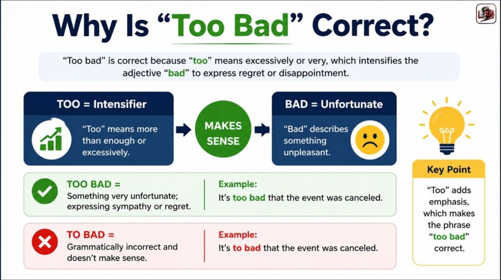 Why Is "Too Bad" Correct?